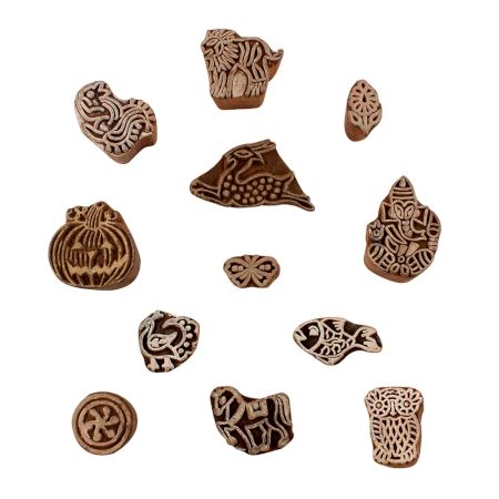 Set of 12 Piece New Mix Wooden Printing Blocks